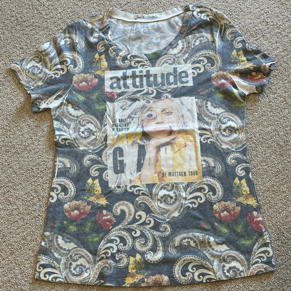 Time Machine Tshirt with Lady Gaga Cover of Art Pop by Matthew Todd, Size M NWOT